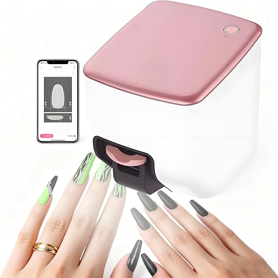 Portable Nail Painting Machine, 3D Customizable Nail Art Painting Machine, 4800 Dpi Print Clarity Nail Art Printer, Identify Nails, 1000+ Designs for Nail Studio Nail Lovers Manicurist