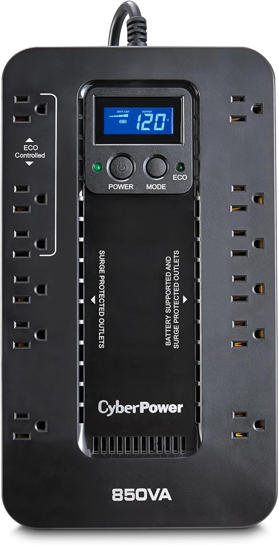 CyberPower EC850LCD Ecologic UPS Battery Backup and Surge Protector