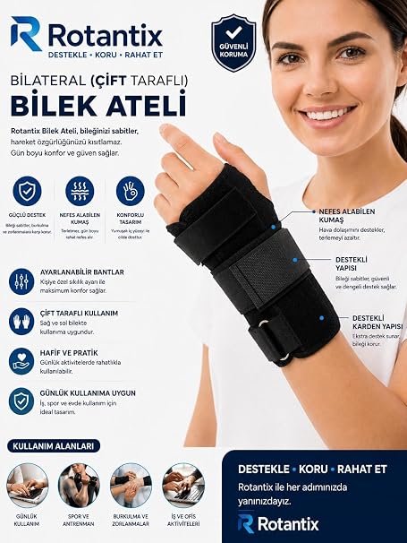 El Bilek Istirahat Ateli Çift Yön El Bilekliği Karpal Tünel Sendromu Sinir Sıkışması