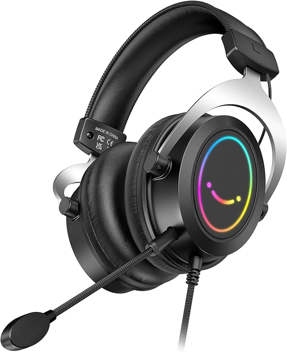 FIFINE Ampligame H3 Wired Gaming Headset with Microphone, Dynamic RGB Light
