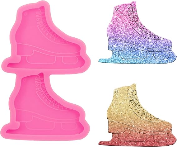 Skate Resin Silicone Mold 2-Cavity Badge Reel Mold Epoxy Resin Casting Mold for Phone Grip and Pendant Making Phone Grip and Keychain Resin Mold DIY Crafts Making