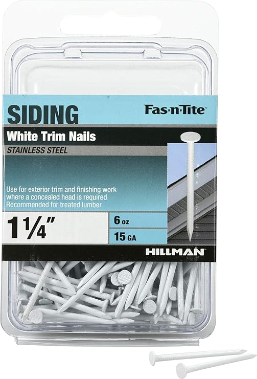 Siding Trim Nails, #15 x 1-1/4in, 6oz Pack, White