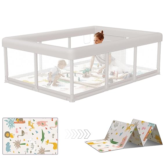 Hiaksedt Large Baby Playpen 74x50 in PlayPen for Babies and Toddlers