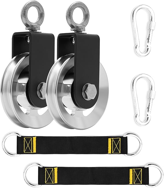 90mm Aluminum Alloy Cable Pulley for Home Gym Lat Pulldown System(4p) | Heavy-duty 600 lb capacity; sealed bearing and precision groove provide smooth, quiet tricep pushdowns, rows and workouts.