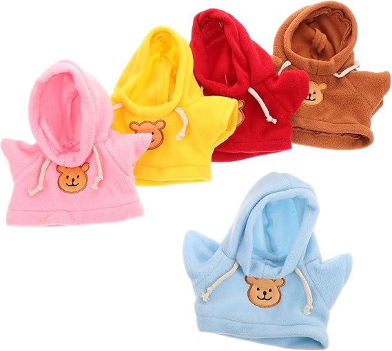 5pcs Bear Clothes Fabric Hoodie Style for 14-18 Inch Bears