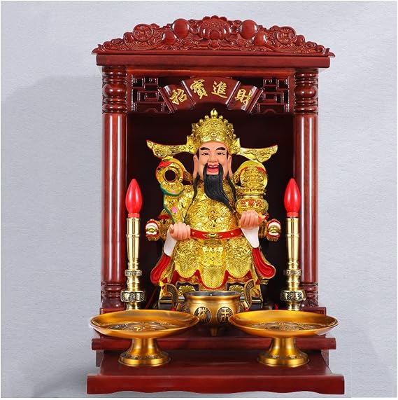 Wooden Personal Shrine Altar, Wall-Mounted Pet Ashes House Pooja Table, Buddha Shelf Statue Stand Guan Gong Guanyin Offering Table, for Home Meditation & Buddhist Worship