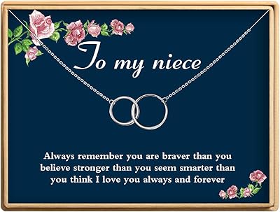 Aunt-Niece Necklace S925 Sterling Silver Two Interlocking Infinity Double Circles Aunt-Niece Jewelry Gift