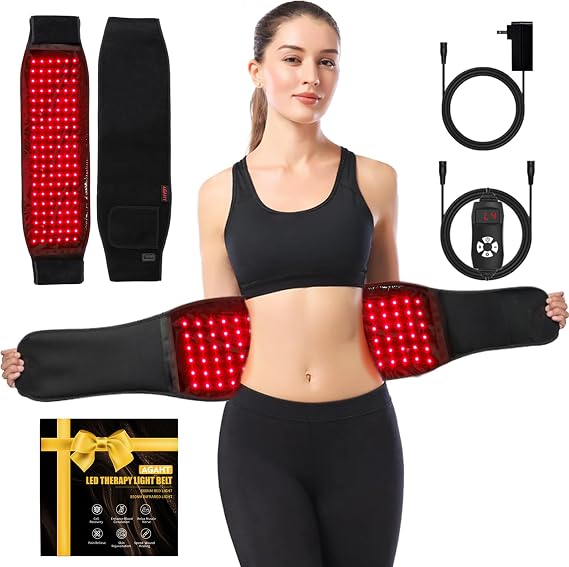 Long Red Light Therapy Belt, 16 W 120 Beads Wearable Near Red Infrared Light Therapy Wrap for Body, 660nm & 850nm, Auto Timer, Ideal for Shoulder Waist Back Body