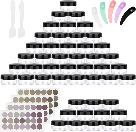 48 PCS Empty Plastic Cosmetic Jars, 10ml Travel Pots for Toiletries