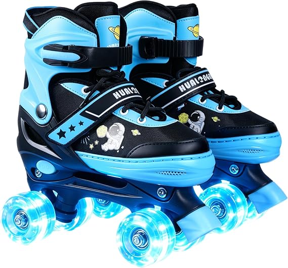 Roller Skates,4 Size Adjustable Roller Skates Kids,Light-Up Wheels and Adorable Cartoon Designs, Multiple Layers of Protection for Girls and Boys,Suitable Indoor Outdoor