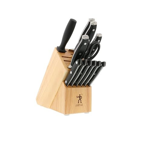 HENCKELS Forged Premio 13-Pc Knife Block set, Chef Knife, Paring Knife, Utility Knife, Light Brown, Stainless Steel