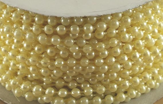 4mm Faux Pearl Plastic Beads on a String Craft Roll Ivory Cream