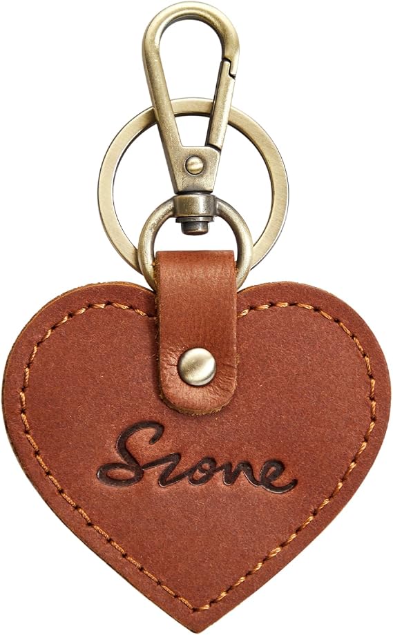 S-ZONE Cute Keychains for Women Leather Heart-shaped Keyring Purses Handbags Accessories