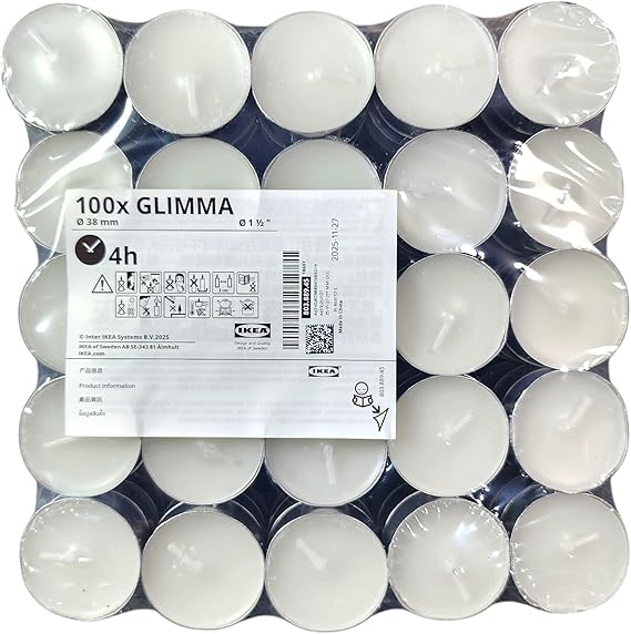 IKEA 100 Tealight Mum Kokusuz Ev Tatil Parti Dekoru GLIMMA
