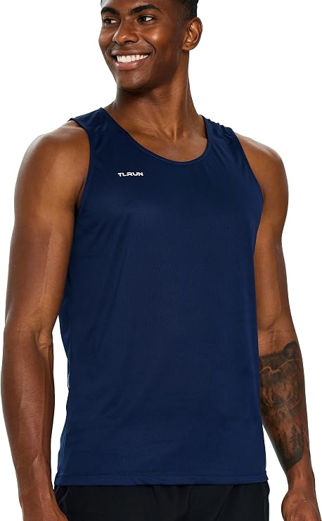 TLRUN Men's Running Tank Top Ultra Lightweight Marathon Singlet Shirts Dry Fit Workout Sleeveless T-Shirts