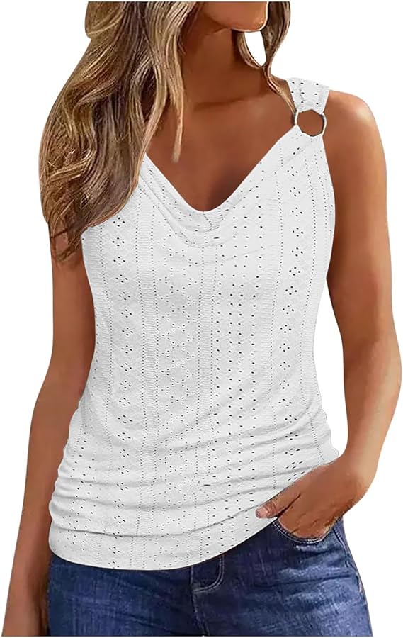 Tank Tops for Women, V Neck Sleeveless Tops Summer Casual Loose Fit Basic Shirts, S-2XL