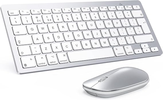 Bluetooth Keyboard and Mouse Set for Mac, OMOTON Ultra-Slim, Silver