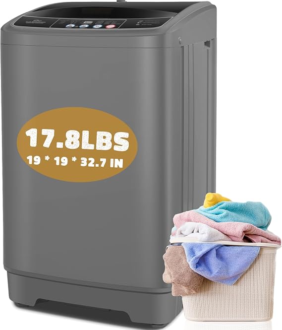 Nictemaw Portable Washing Machine for Apartment, 17.8Lbs Full-Automatic