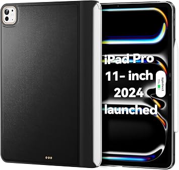 Matekxy Magic Keyboard Compatible Case for iPad Pro 11 inch 2024/2025 M4/M5, Cover for Smart MagicKeyboard Folio Slim Durability, with Durable Leather Surface, (Keyboard Not Included), Black-01