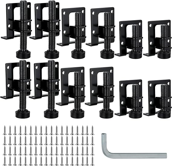 Set of 12 Adjustable Furniture Feet 60/80/100 mm Furniture, Height-Adjustable Feet for Furniture with 72 Small Screws and 2 Allen Keys for Cabinets Shelves Cabinets Workbench White