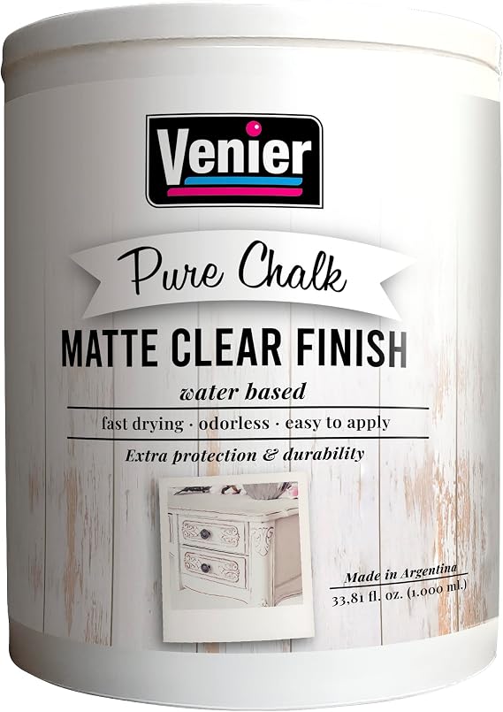 Venier Matte Clear Finish - 33.81fl.oz. Protective Paint - Water Based Acrylic Top Coat sealer - Clear Matte Paint For Metal & Wood Furniture