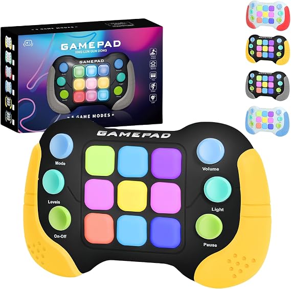 Light Up Pop it Game Quick Push Bubble Game,Yellow Puzzle Pop Games Fidget Toys,Electric Poppet Game,Speed Push Game Machine Popping Game for Kids Boys Girls 5 6 7 8 9 Year Old Christmas Birthday Gift