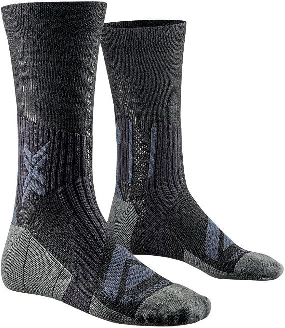 X-Bionic Unisex Cycling Socks, Merino Wool Crew, Black, Size 6.5-8.5 (1 pair)