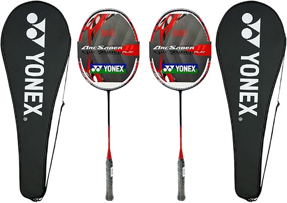 2X Yonex Arcsaber 11 Play Pre Strung Baminton Racquet, Grayish Pearl, 4U5, White