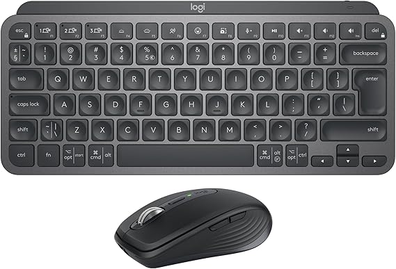 Logitech MX Keys Mini Keyboard + MX Anywhere 3S Wireless Mouse - Fluid Typing, Backlit Keys, Fast Scrolling, USB-C, Bluetooth, Compact, Multi-OS Compatible, QWERTY UK English - Graphite