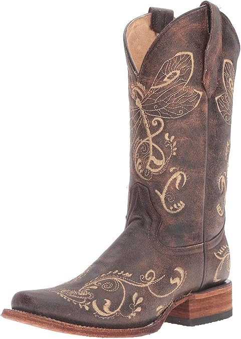 Corral Boots Womens Embroidered Square Toe Casual Boots Knee High Mid Heel 2-3"