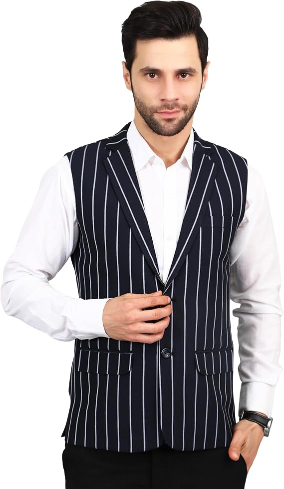WINTAGE Men's Polyester Cotton Blue Modi Nehru Jacket