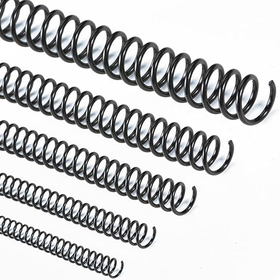 50 Pack Spiral Binding Coils 4:1 Pitch, Mixed Size, Black