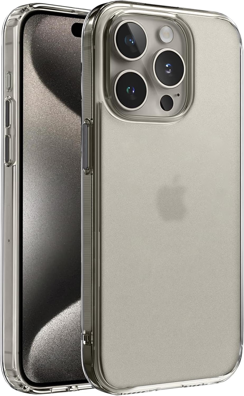 Minesk iPhone 15 Pro Max ile Uyumlu SuperMatt Serisi Arkası Parmak izi Tutmayan Sert Mat Polikarbonat Kenarları Tpu Silikon Metal Tuşlu Premium Şeffaf Kılıf Kapak (Klasik, 15 Pro Max)