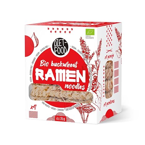 DIET-FOOD Organic Ramen Buckwheat Vegetarian and Vegan Food Fat Free Soy Free Gluten Free Water Soluble Diet Noodles Low Calorie Content 280 g