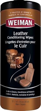 Weiman Leather Wipes - 6 Pack - Clean, Condition, Ultra Violet Protection Help Prevent Cracking or Fading of Leather Furniture, Car Seats and Interior, Shoes