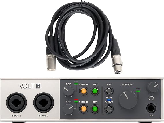 Universal Audio Volt 2 2-in/2-out USB 2.0 Audio Interface with Buhne Mic Cable