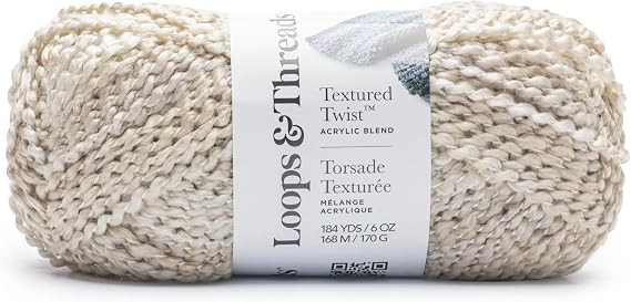 Loops & Threads Textured Twist Yarn - Yarn for Knitting, Crochet, Weaving, and Arts & Crafts - Linen, Acrylic Blend, 6 oz