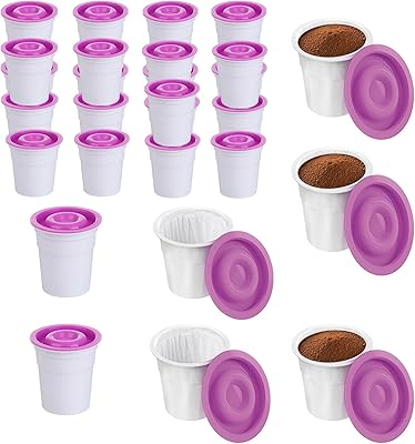 GFABUT 30Pods Disposable K Cups Compatible with Keurig 1.0and2.0 Brewer Pre-Make Coffee Pods with Purple Lid DIY Fillable Tea Pods Easy Rinse