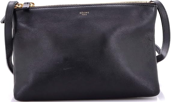 Pre-Loved Trio Crossbody Bag Leather Small, Black