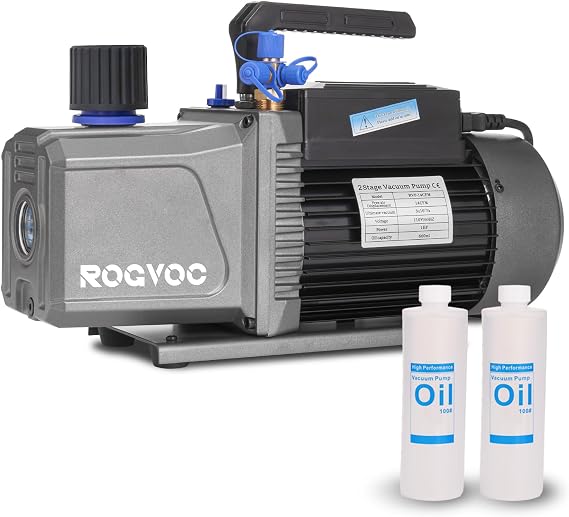 14 CFM Vacuum Pump, 110V 1 HP Dual Stage Rotary Vane Air Vacuum Pump for HVAC/AUTO, AC Refrigerant Recharging, Applicable to R12 R22 R134a R410a