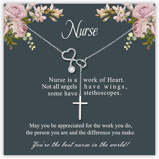 SmileBelle Nurse Necklace Gift for Women, Nurse Appreciation Graduation Essentials Gifts for Nurses Female,Nursing School Necklace Medical Assistant Accessories Jewelry Preceptor Gifts for New Nurses