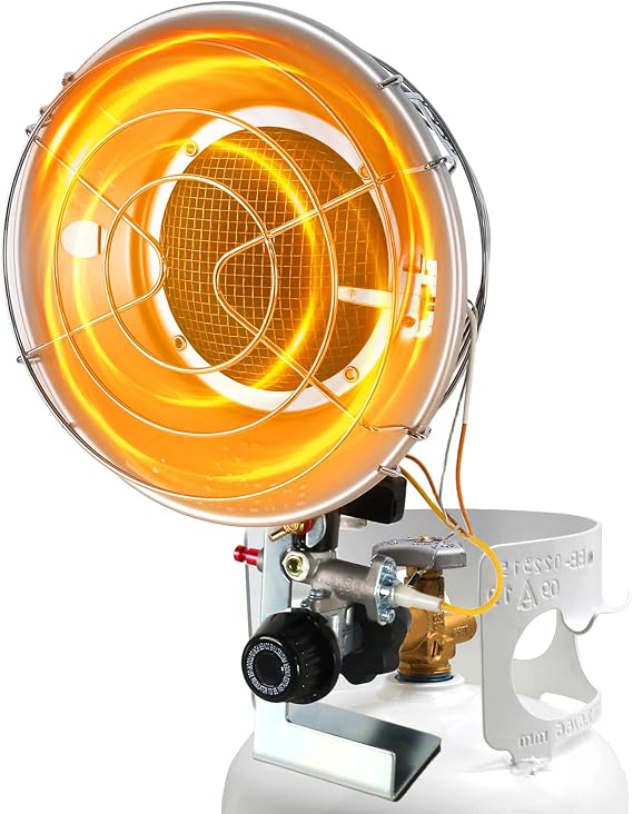 Breeze Touch 15,000 BTU Single Tank Top Propane Outdoor Heater, Propane Radiant Heater with 3 Heating Modes, Shut-off Valve and Tip-over Switch for Camping, Fishing, Garage, Patio