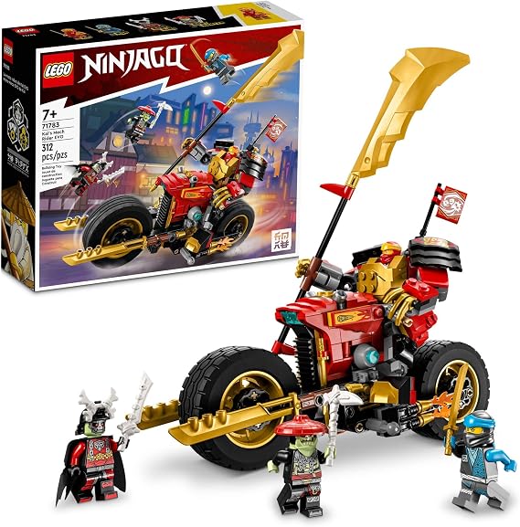 LEGO NINJAGO Kais Mech Rider EVO 71783, Upgradable Ninja Motorbike Toy, Mech Action Figure and 2 Bone Warrior Minifigures, Collectible Toys for Kids 7 Plus Years Old