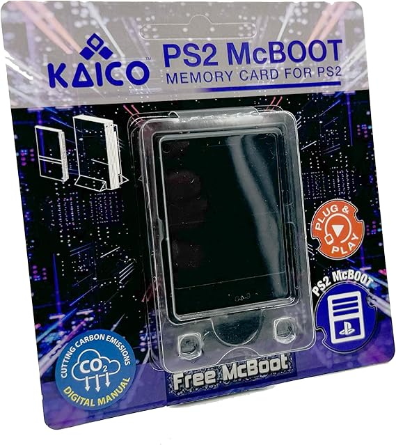 Kaico Free McBoot PS2 Memory Card 8MB, FMCB 1.966 Pre-Installed | Includes uLaunchELF, OPL, HD Loader, USB Advance, GSM, SMS and CodeBreaker; PAL/NTSC support, excludes SCPH-9000