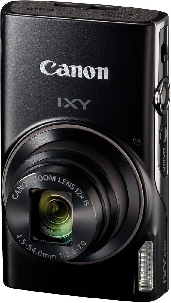 Canon IXY 650 Compact Digital Camera, Black, 12x Optical Zoom, Wi-Fi Compatible, IXY650BK-A