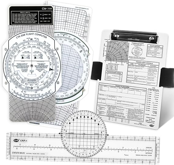 CYA Student Pilot Bundle Aviation Pilot Kneeboard - Upgraded E6b Flight Computer - Rotating Plotter