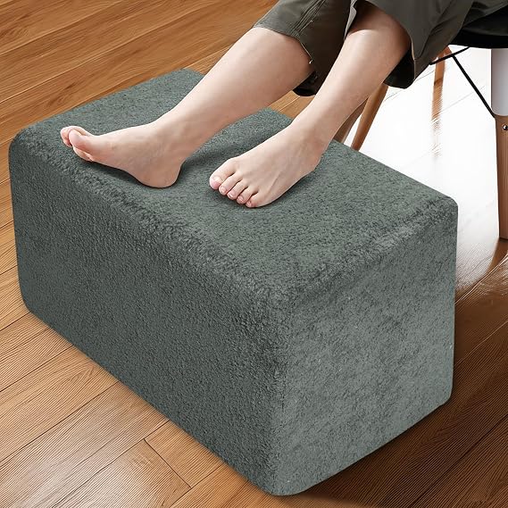 Rectangular Pouf Ottoman Soft Coral Fleece Foot Rest for Chair | Stuffed Floor Pouf, Multi-use Ottoman for Living Room, Bedroom. Foot Rest Stool as Footrest, Extra Seat, or Side Table