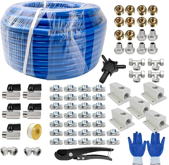 Shop Air Line Kit 3/4"200' Compressed Air Line Kit, HDPE-Aluminum-HDPE Piping, Rapid Air Compressor System Accessories and Air Line Kit for Shop, Garage Leak-Proof & Easy to Install