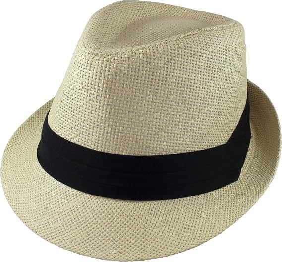 Gelante Summer Fedora Panama Straw Hats with Black Band