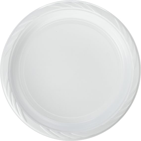 Blue Sky 100 Count Disposable Plastic Plates, 10", White